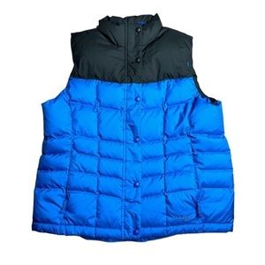L.L. Bean blue and black down filled quilted puffer vest woman’s size XL